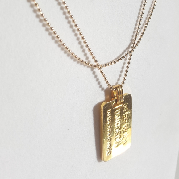 MOSCHINO Dog Tag Necklace Vintage 24k Plated - Picture 8 of 15
